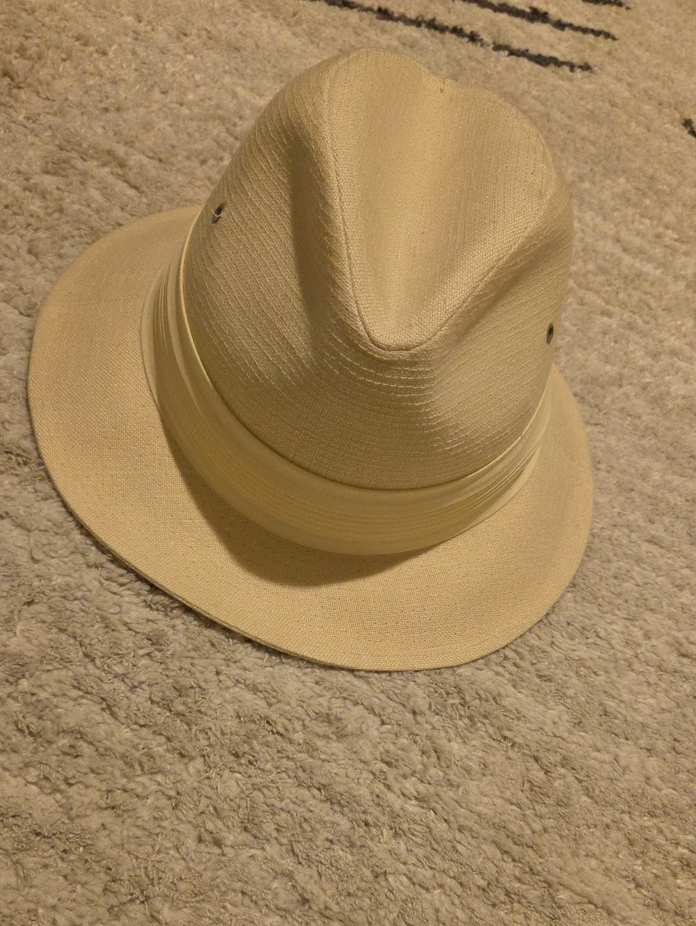 Women's Cream Straw Fedora with Grosgrain Band